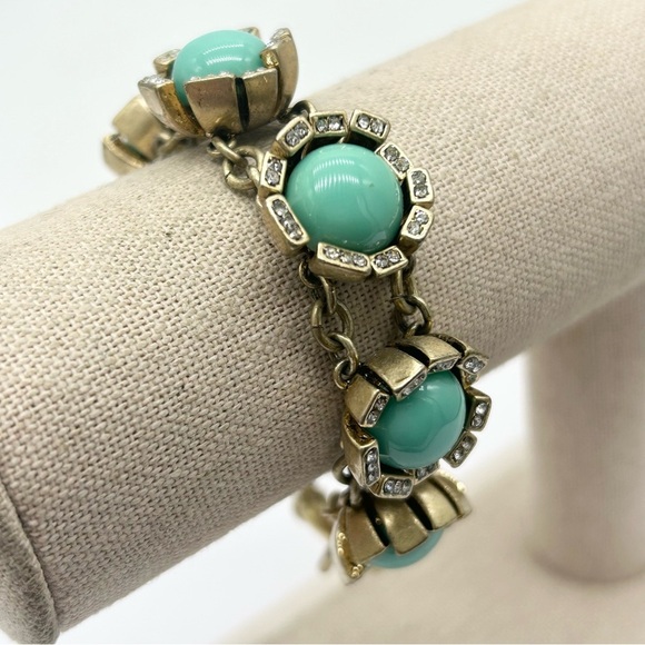 J. Crew Green Jeweled Link Bracelet - Picture 1 of 3